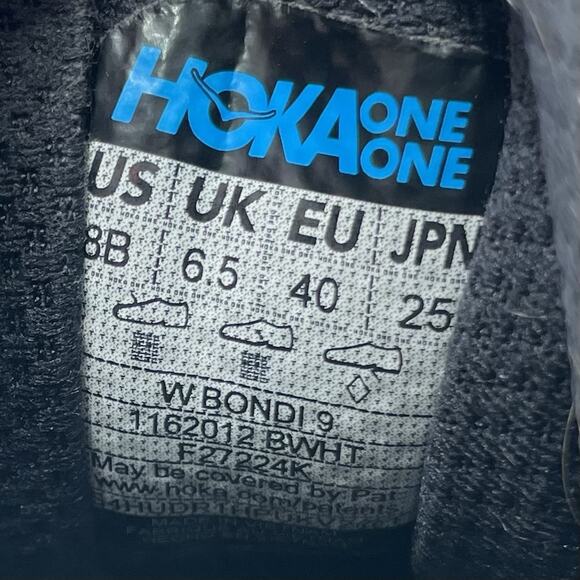 Hoka One One Bondi 9 Running Shoes Womens Size 8 B Black/White Athletic Sneakers - Picture 8 of 11